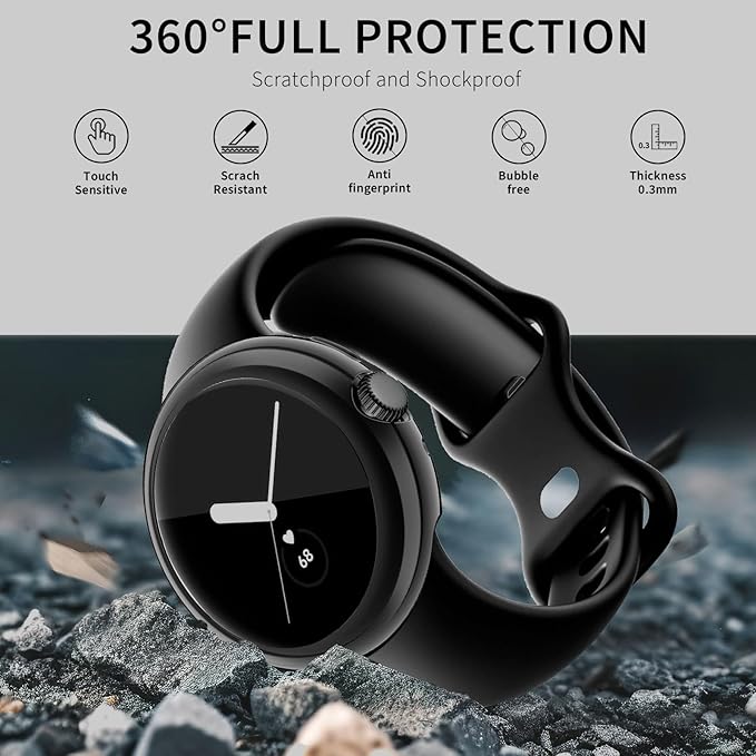 Wugongyan Screen Protector Case Compatible with Google Pixel Watch 3 45mm (2024) Soft TPU Protective Cover (Rose Gold, 45mm)