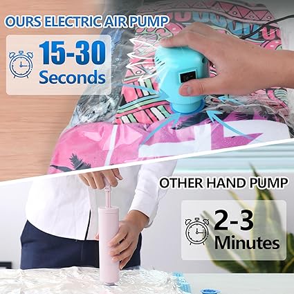 Electric Pump for Vacuum Storage Bags, Air Pump for Storage Bags,Portable Vacuum Pump for Various Vacuum Sealer Bags, Suitable for Common Vacuum Bags-Blue (No Storage Bags)