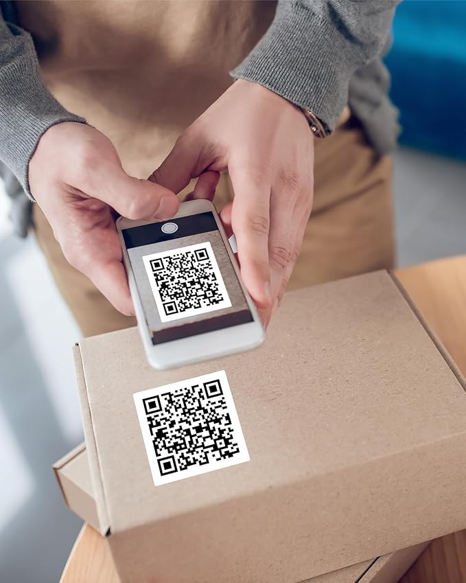 2x2 Square Thermal Labels Thermal Sticker Labels with Perforated Line, 500 Sheets1 Roll, White, for QR Code, Baking, Product Logo, Business