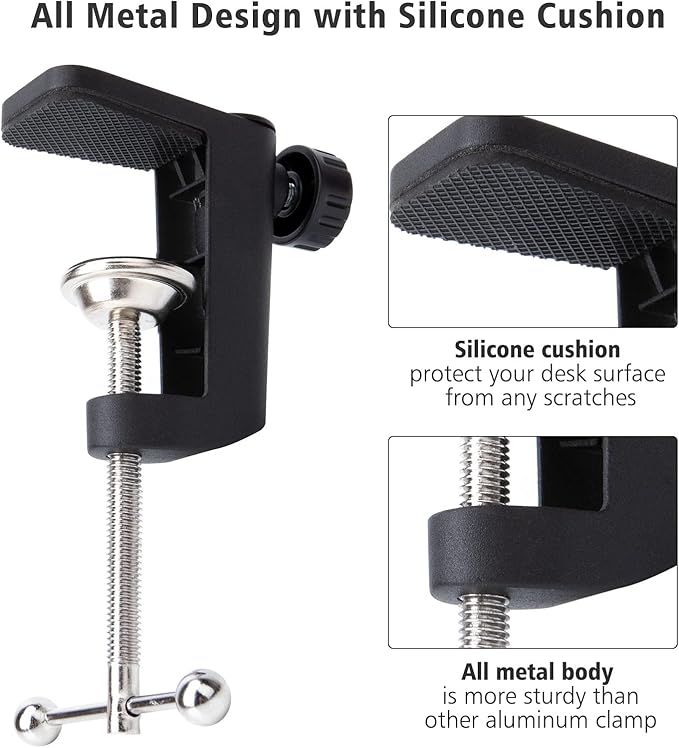 Metal Desk Clamp For Microphone Suspension Boom Scissor Arm Stand Holder with Adjustable Screw by SUNMON