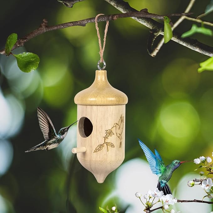 Hummingbird House,Wooden Hummingbird Houses for Outside for Nesting, Gardening Gifts Home Decoration,1 Pack