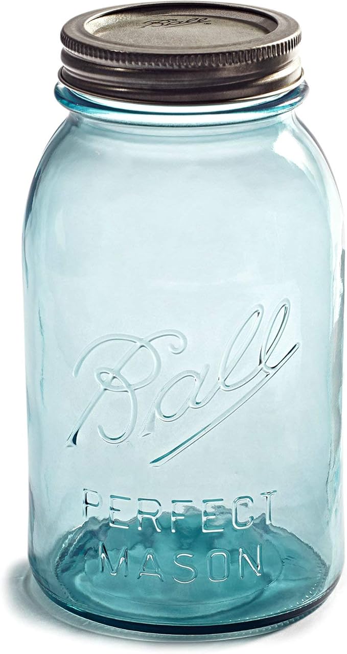 NEW! Limited Collector's Edition - Vintage AquaBlue BALL"PERFECT MASON" 32oz. Quart Jar - Turn-of-the-century Design (1910-1923)