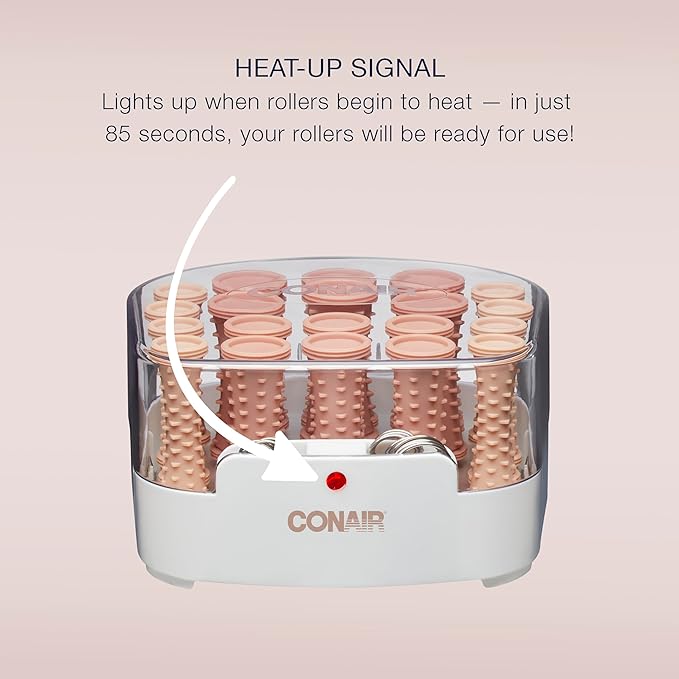 Conair Double Ceramic Hot Rollers for Long, Medium, and All Hair - Hair Curler - Hair Roller Clips Included - 12 inch, 34 inch, and 1 inch Rollers