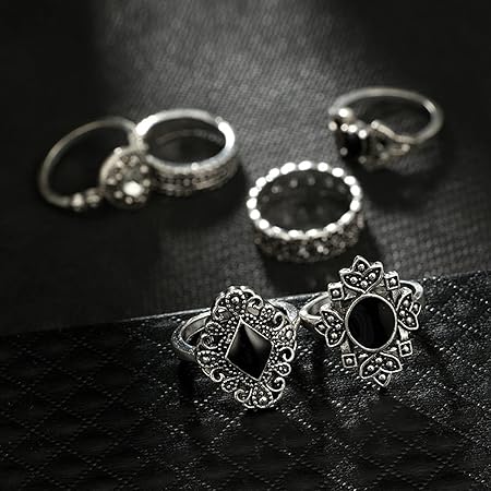 15Pcs Knuckle Rings, Bohemian Style Ladies Ring Rhinestone Inlay Non-fading Jewelry Opening Ring for Women Silver 1.7cm0.67"