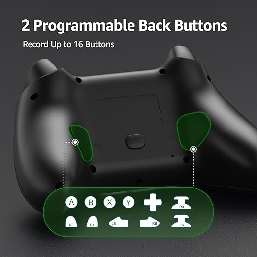 Wireless Controller for Xbox One, Gaming Controller with 2 back paddles, Support Turbo, Macro, Key Mapping, Compatible with Xbox OneAndroidIOSPCXbox One SX, Xbox Series SX