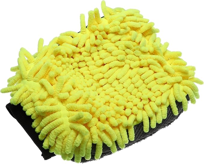 Car Wash Mitts Chenille Coral Fleece Double Sided Dirt Washing Foam Tool Universal for Car Yellow and Gray Durable Material