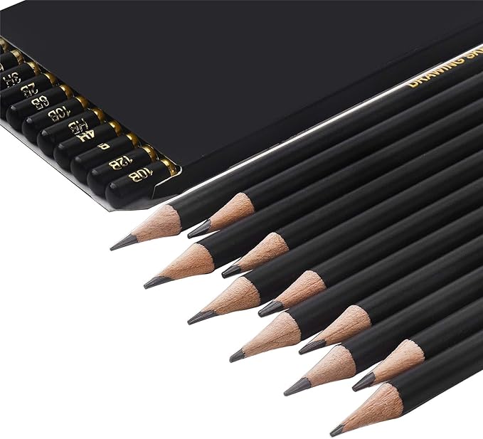 RVOGJP TAMATA Professional Drawing Sketching Pencil Set - 12 Pieces Art Graphite Pencils(12B - 4H), Ideal for Drawing Art, Sketching, Shading, for Beginners & Pro Artists