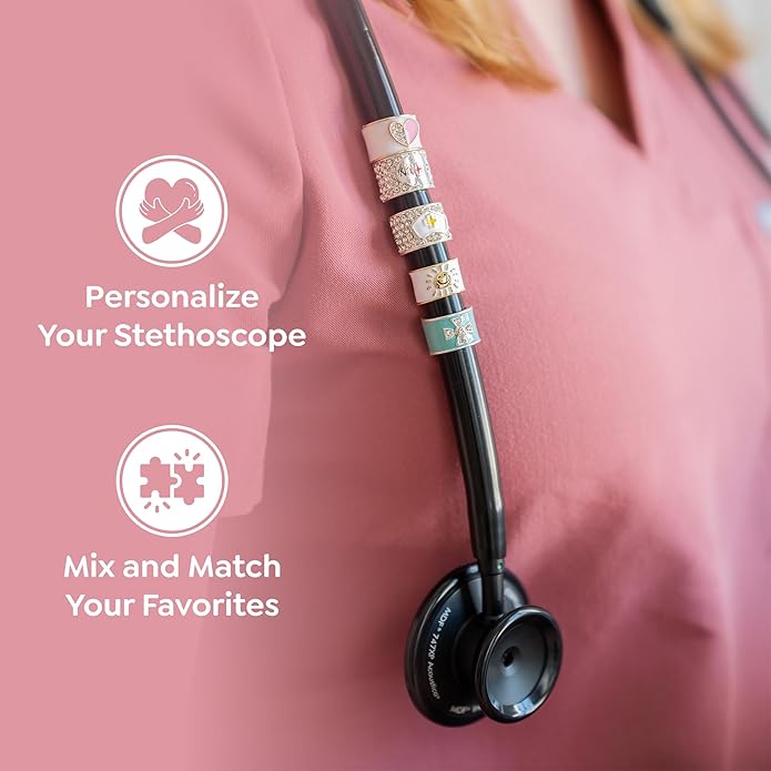 charMED Stethoscope Charms for Nurses - Gifts for Nurses, Doctors, Veterinarians, Technicians, and Healthcare Professionals - Metal 0.5" Ring Charm