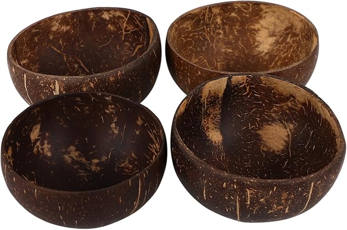 Coconut Shell Bowls 4 Pack of Small Natural Coconuts Serving Bowls for Festivals Home and Studio Decor