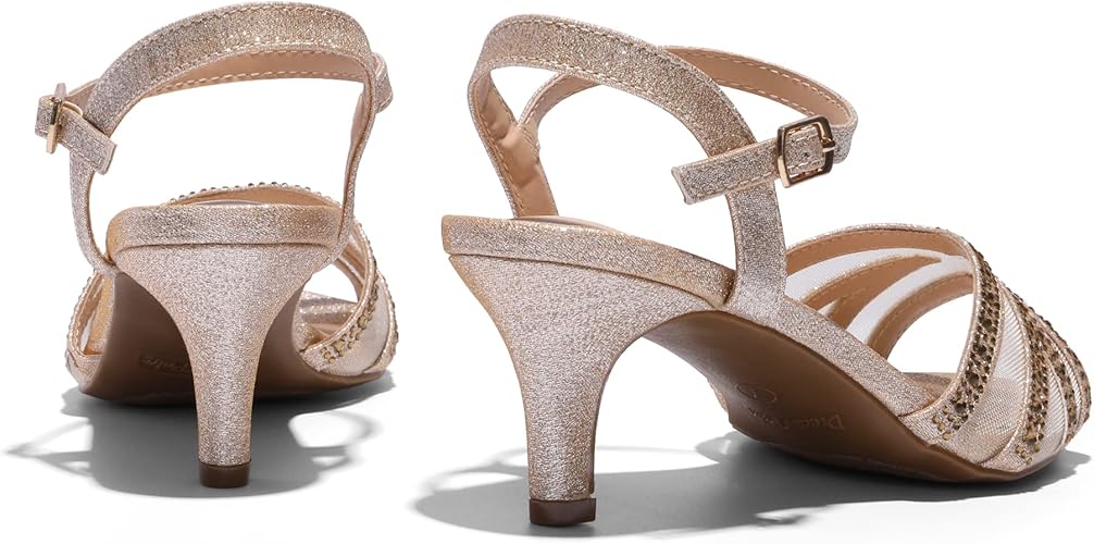 DREAM PAIRS Women's Nina Low Heel Pump Sandals