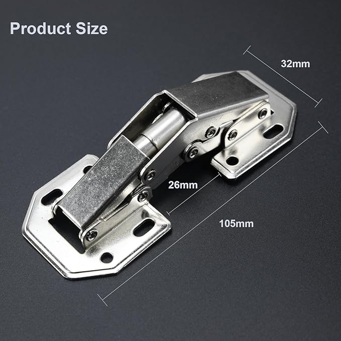 2 Pack Kitchen Cabinet Door Hinges, Concealed Cupboard Door Hinges, Surface Mount Hinges, Hidden Hinges for Cabinet Doors Frameless