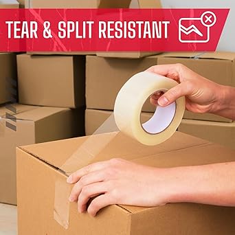 3" x 110 Yards Clear Packing Tape, 2.0 Mil Thick, Pack of 6 Rolls - Standard-Duty Carton Sealing Tape Refill Rolls with Superior Adhesion for Packaging, Moving, or Shipping Boxes