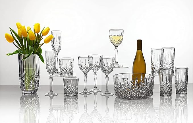 Marquis By Waterford Markham 17oz Iced Beverage Glasses, 1 Single Crystal Iced Beverage Glass for Iced Tea, Soda, Daiquiris, Margaritas, Cocktails and More