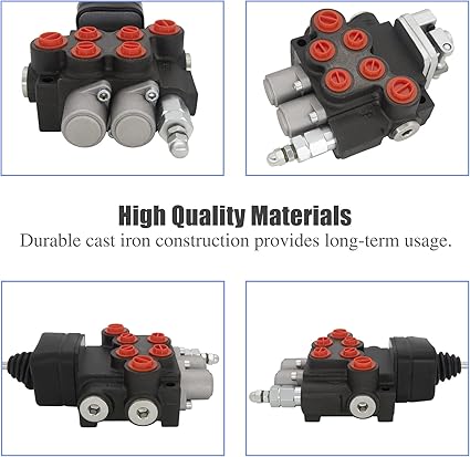 Hydraulic Valve 2 Spool, Hydraulic Directional Control Valve, 11GPM Hydraulic Joystick Control Valve for Tractors Loaders, Double Acting Cylinder Spool