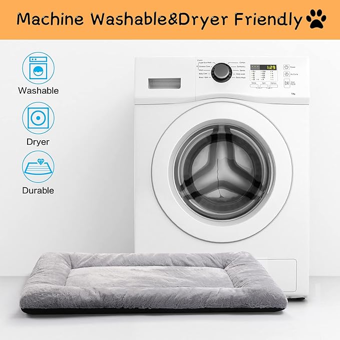 VERZEY Crate Pad for Large Dogs Fit Metal,Ultra Soft Bed Washable Anti-Slip Kennel Pad for Dogs Cozy Sleeping Mat,Gray 42inch