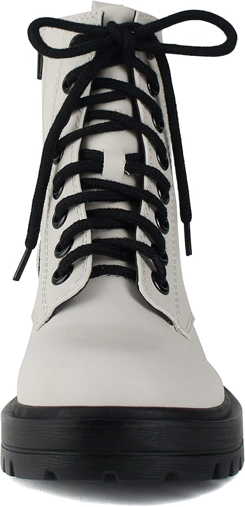 Soda FIRM - Lug Sole Combat Ankle Bootie Lace up w/Side Zipper