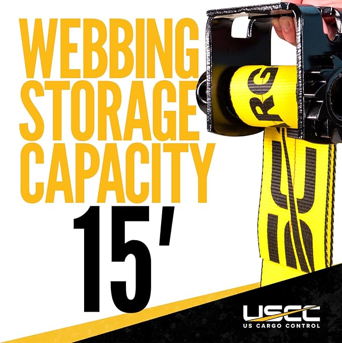 US Cargo Control Low Profile Sliding Winch for Double L Tracks, 4 Inch Winch Holds Up to 15 Feet of Webbing, Slides to Any Position for Winch Control, 5,500 LBS Working Load Limit