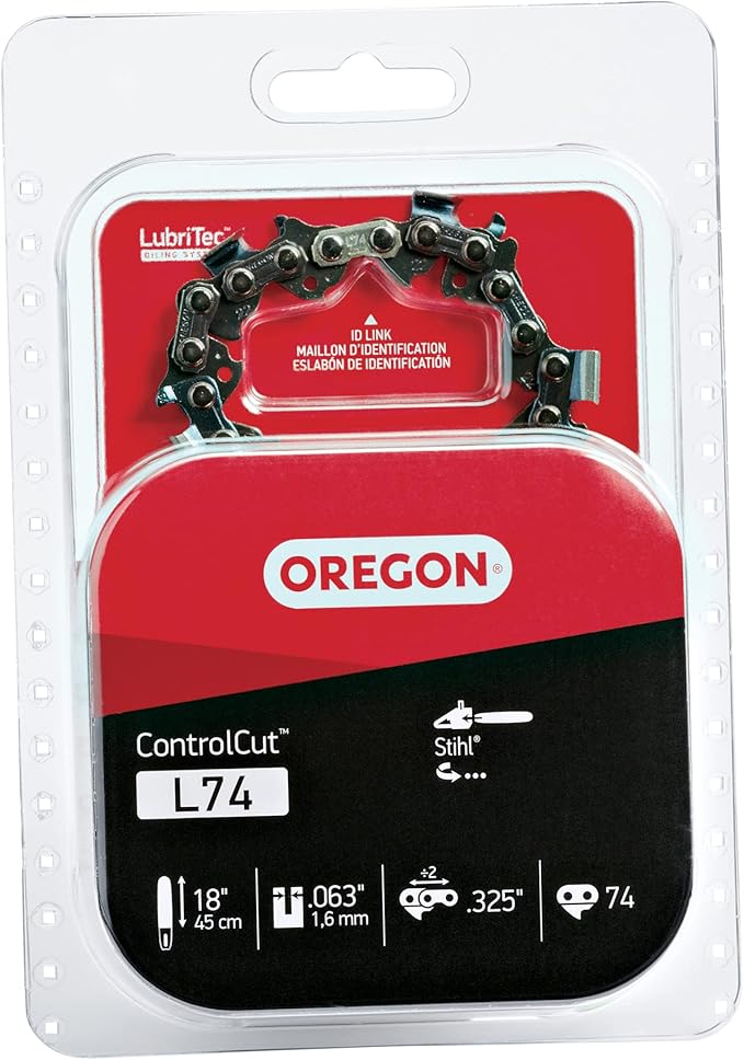 Oregon L74 ControlCut Replacement Chainsaw Chain for 18-Inch Guide Bar, 74 Drive Links, Pitch: .325", .063" Gauge, Fits Stihl Models with 18" bars and .325" Sprockets Gray