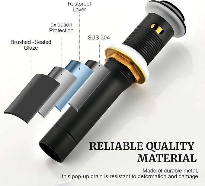 Pop up Sink Drain Stopper for Bathroom Vessel Vanity Sink Art Basin Matte Black, Small Cap with Overflow, Metal Pop-up Drain Strainer with Detachable Basket Stopper
