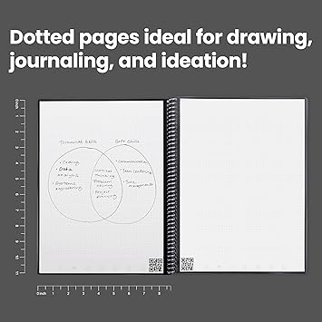 Rocketbook Core Reusable Spiral Notebook, Letter Size 8.5x11, Orange - Dotted Pages, App-Connected, Erasable, Durable Cover, Ideal for School, Work, and Creative Projects
