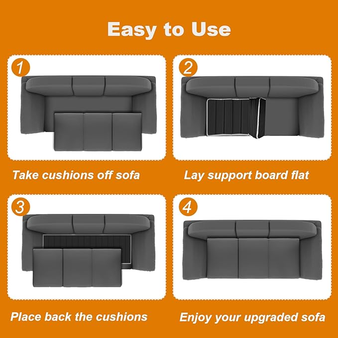 VERONLY Heavy Duty Couch Cushion Support Board to Fix Sagging Sofas, 17"x66" Sofa, Thick Boards Add Strong Seat Supports, Stays in Place, Replacement Stuffing Under Couches, Black
