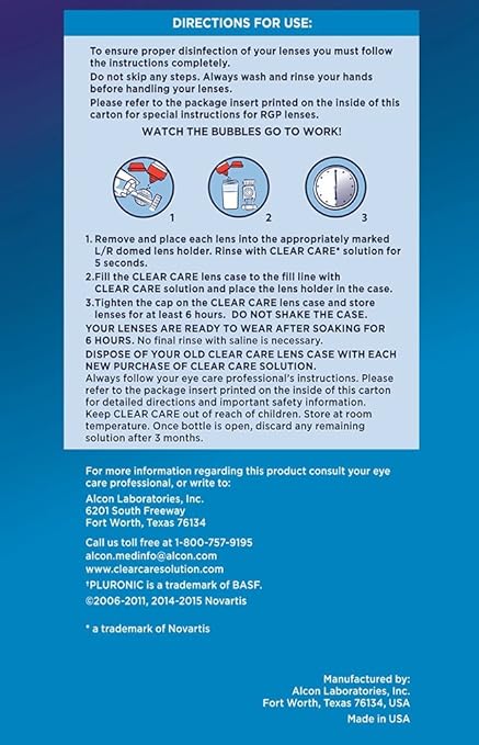 Clear Care Cleaning Disinfecting Solution with Lens Case, Twin Pack,12 Fl Oz (Pack of 2)