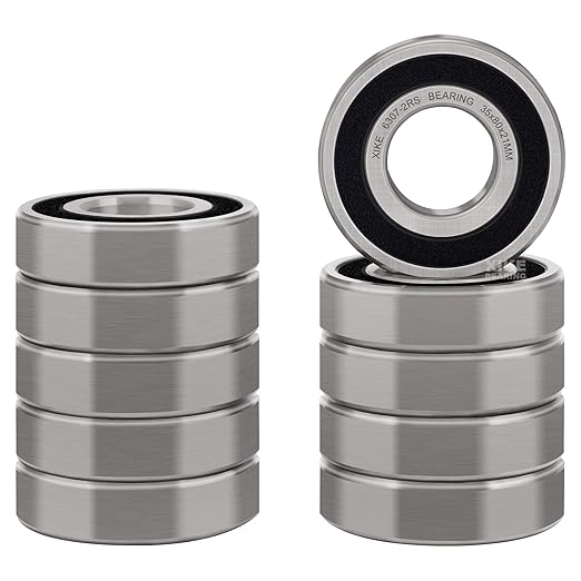XiKe 10 Pcs 6307-2RS Double Rubber Seal Bearings 35x80x21mm, Pre-Lubricated and Stable Performance and Cost Effective, Deep Groove Ball Bearings.