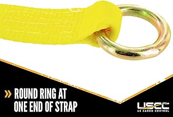 US Cargo Control Lasso Strap, 2 Inch X 10 Foot Lasso Strap with O-Ring, Great for Low Clearance Car Hauling Applications, Universal Wheel Tie Down Strap
