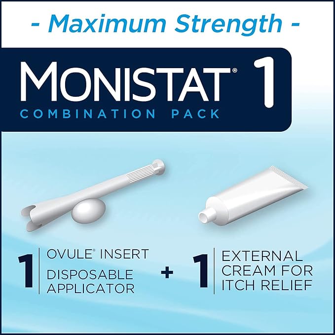 Monistat 1 Day Yeast Infection Treatment for Women, 1 Miconazole Ovule Insert External Monistat Anti-Itch Cream Bundle