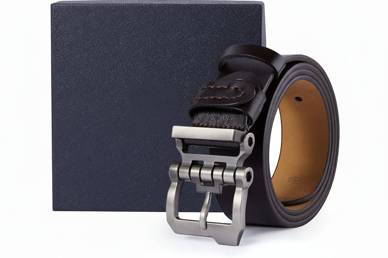 Men's Belts Leather Dress Genuine Leather Classic Heavy Duty Buckle Belt Casual for Jeans