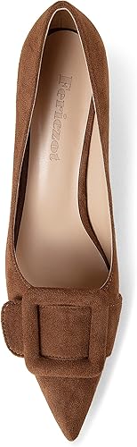 Women's Stiletto High Heel Pumps Wedding Party Closed Classic Dress Heeded Shoes with Square Buckle