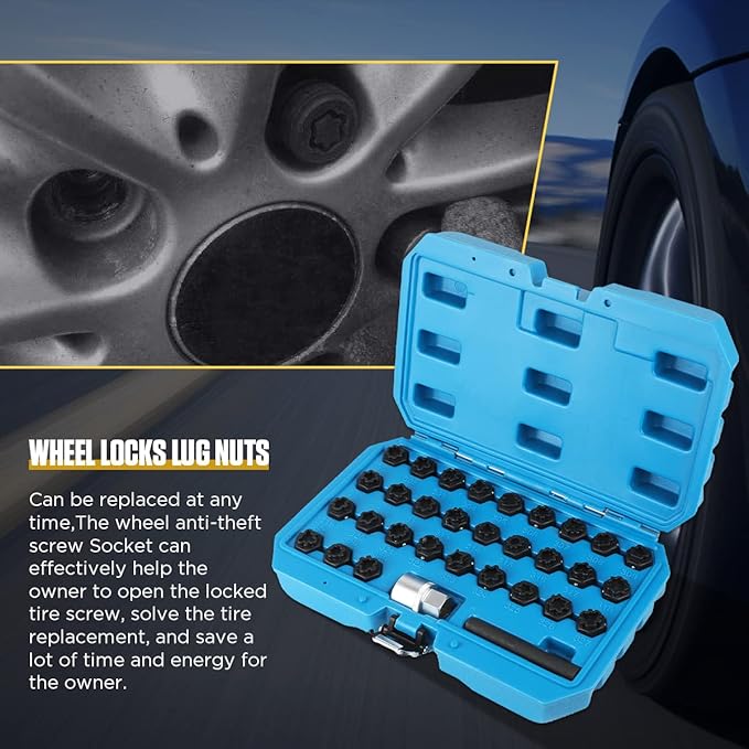 32 PCS Wheel Lock Removal Kit Compatible with Mercedes Benz, Wheel Lock Key Set Wheel Lock Lug Nut Removal Kit for Removing and Locking