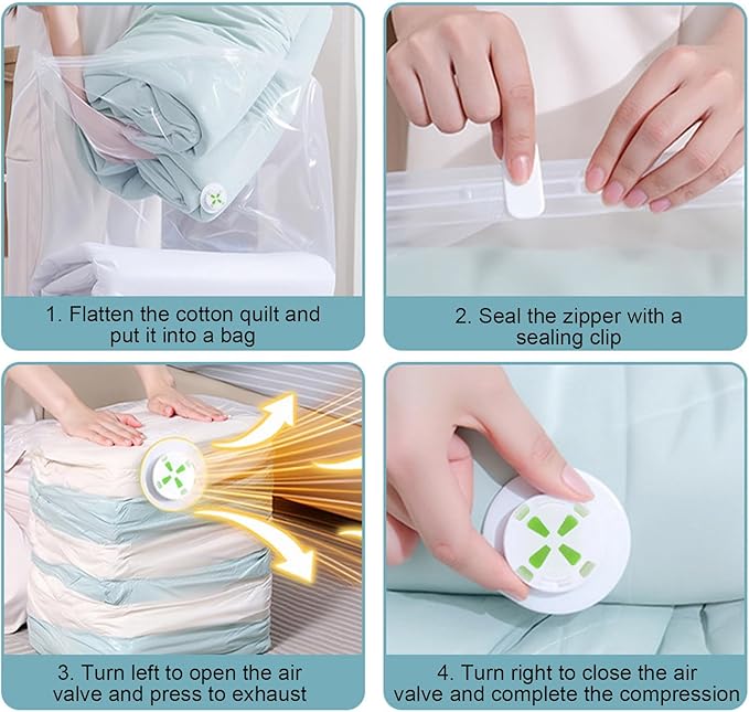 Vacuum Seal Bags for Bedding Reusable Hand Vacuum Packing Bags for Travel No Vacuum Needed Compression Packing Bag Storage Bag for Clothing Pillows Quilt (19 x 27 x 11.5 inch)