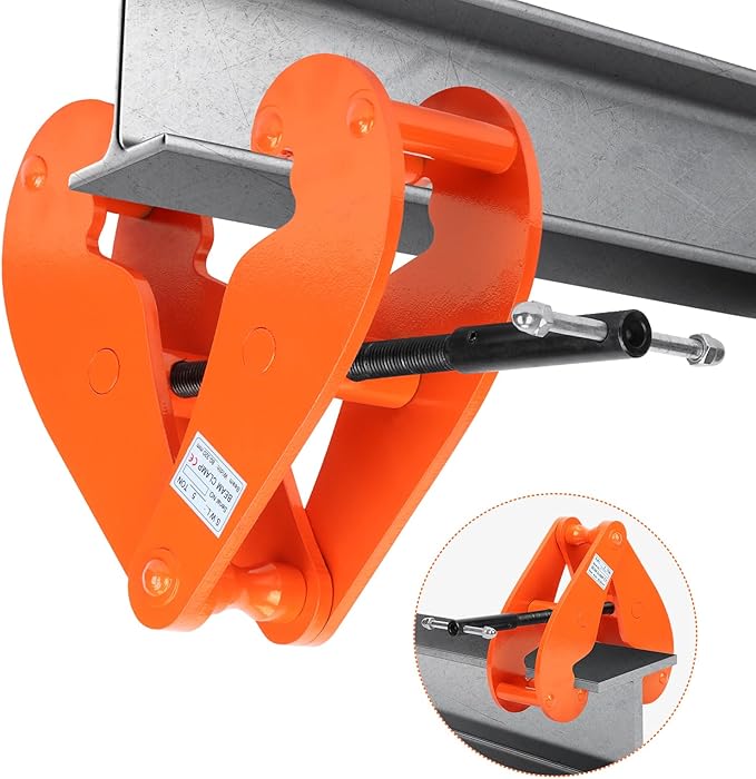 Nisorpa 11000lbs5 Ton Beam Clamp, Heavy Duty Vertical Beam Clamp, 3.14-12.59 Inch Adjustable Opening Range, Working Load Capacity I Beam Lifting Clamp for Rigging Heavy Duty Steel Beam Clamp Tool