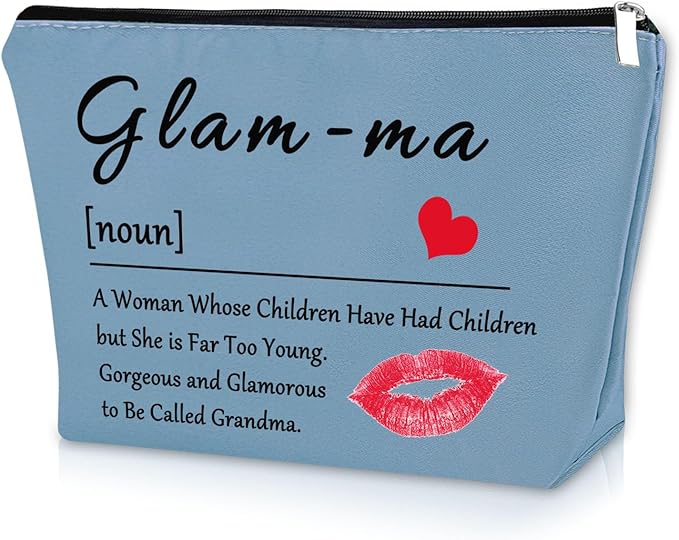 Sazuwu Gift for grandchildren's grandmother, makeup cosmetic bag, gifts for mother's day, bag, Blue