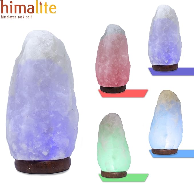 LED White-Color Changing Pure Himalayan Salt Lamp 7 Inches Tall with USB Adaptor and Wooden Base Himalite Carnival of Lights White_Salt_Lamp