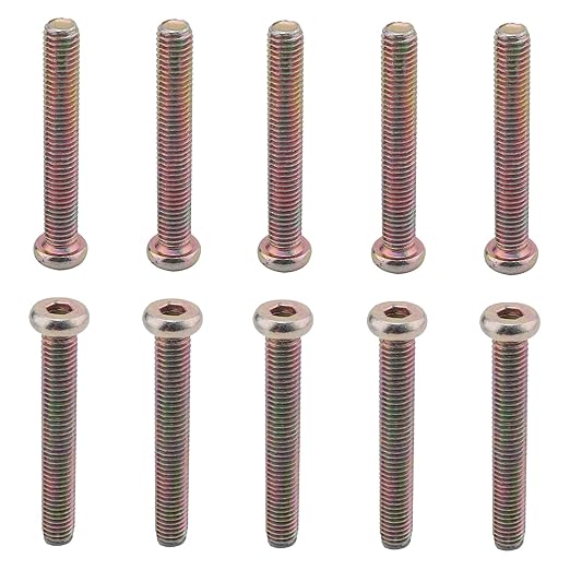 MroMax 15Pcs M8 x 55mm Hex Socket Flat Head Screws, Colorful Zinc Plated Carbon Steel, Fully Threaded, Hex Drive, Socket Cap Furniture Bolts Fastener for Crib, Bed Frame, Chair and Cabinet