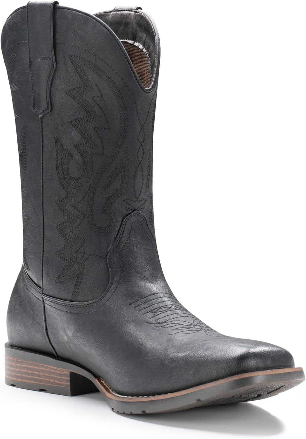 Cowboy Boots For Men with Wide Square Toe Western Retro Boot Durable Classic Fashionable Embroidered Pull On Slip Resistant Boots