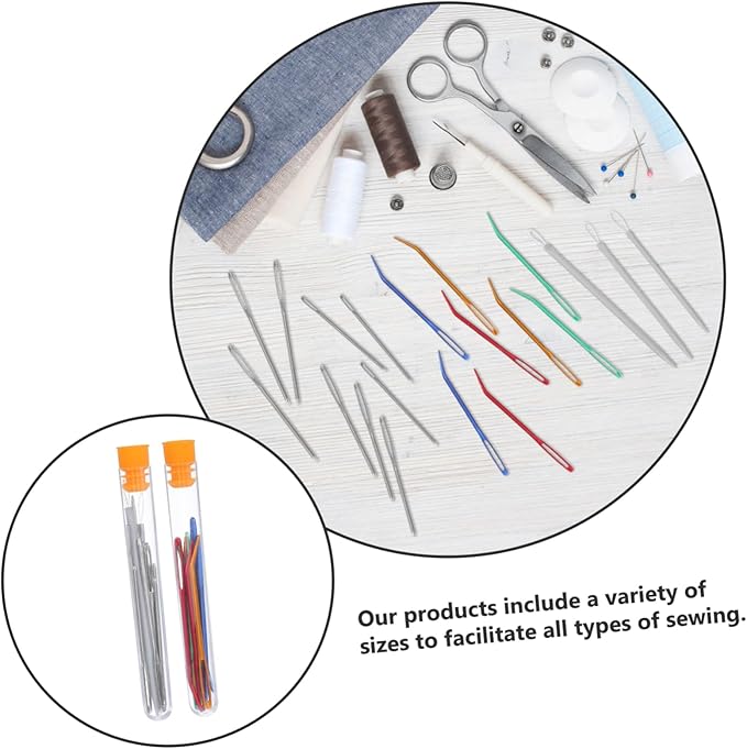 CIMAXIC Large Eye Curved Needles Set for Sewing Crochet Knitting Tapestry Embroidery Aluminum Needles with Storage Case
