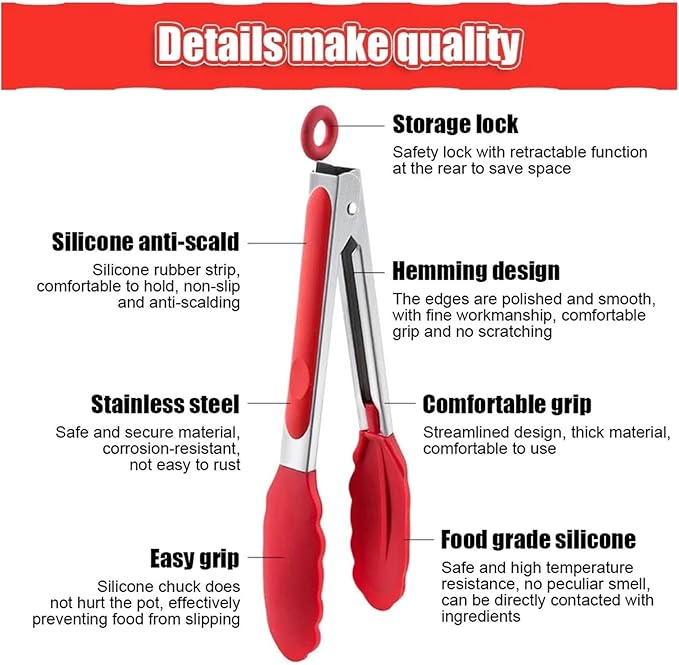 BBQ 7/9/12 Inch Small Clips Bread Barbecue Tongs Steak Clip Food Clips BBQ Cooking Baking Salad Kitchen Accessories Accessories(7inch black)