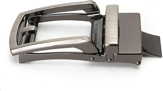 35mm Ratchet Belt Buckle Replacement for 1 14 Slide Belt Strap (32mm) Hebillas para Cinturones de Hombre, Clip-On Push Blade Click Buckle for Men, Automatic Adjustable Accessory Wedding Casual
