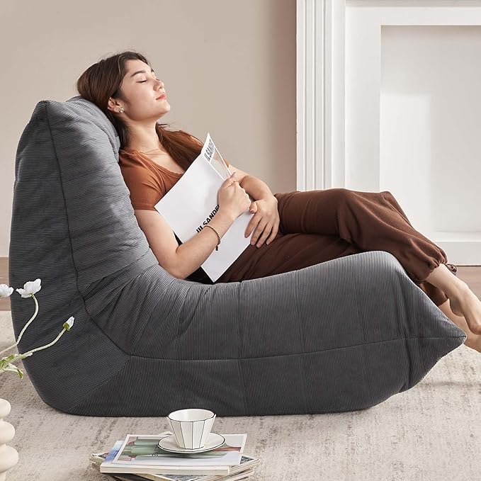 Modern Living Room, Adult Bean Bag Floor Sofa, Super Soft and Comfortable Memory Foam Lazy Sofa, Togo Recliner Furniture, Suitable for Balcony Bedroom Fireside Chair(Light Gray)
