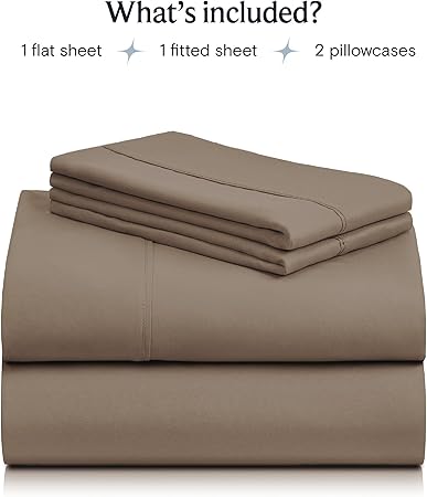 LuxClub 4 PC King Sheet Set, Breathable Luxury Bed Sheets, Deep Pockets 18" Wrinkle Free Cooling Bed Sheets Machine Washable Hotel Bedding Silky Soft - Dark Khaki King