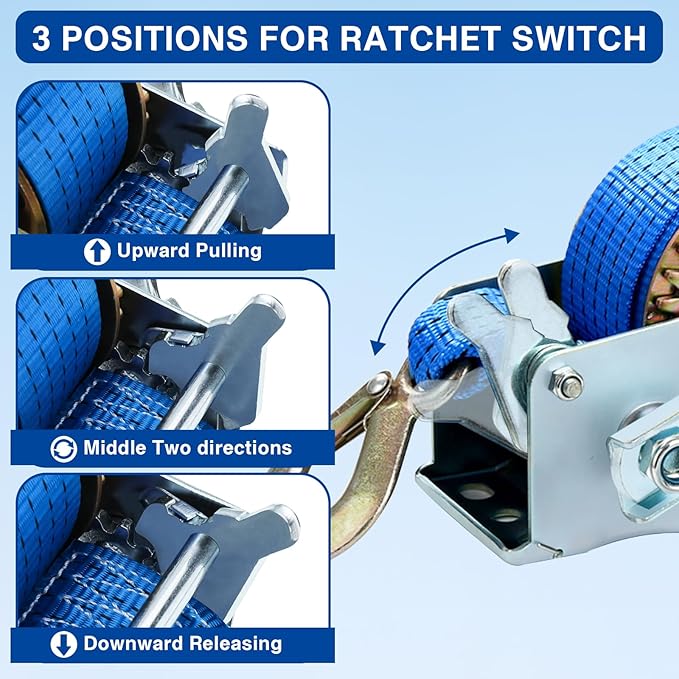 8milelake 1000lbs Hand Winch Hand Crank Strap Gear Winch Polyester Strap ATV Boat Trailer Heavy Duty