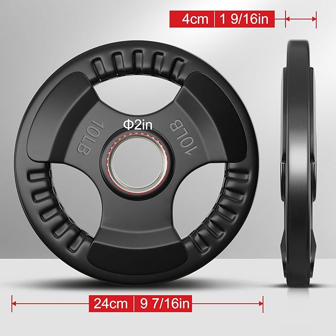 Elevens Rubber Weight Plates 2-Inch Cast Iron Grip Plates Olympic plates for Weightlifting, Strength Training, Muscle Toning, Crossfit in Home Gym
