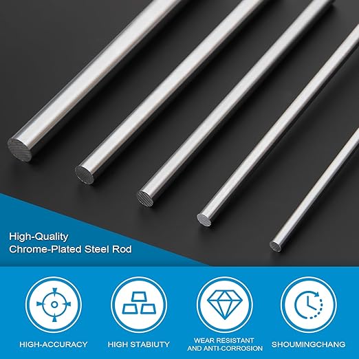 1 Pc 12'' x 24'' Chrome Plated Carbon Steel Round Rod, Chrome Coated Steel Round Bar for Shaft Gear Drill Lathes Boring Machine Turning Miniature Axle, Cylindrical Pin DIY Craft Tool