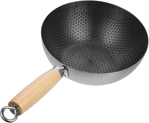 Luxshiny Stainless Steel Frying Pan Honeycomb Skillet Wok Pan 15 Inch Metal Saucepan Cooking Pot Nonstick Kitchen Cookware