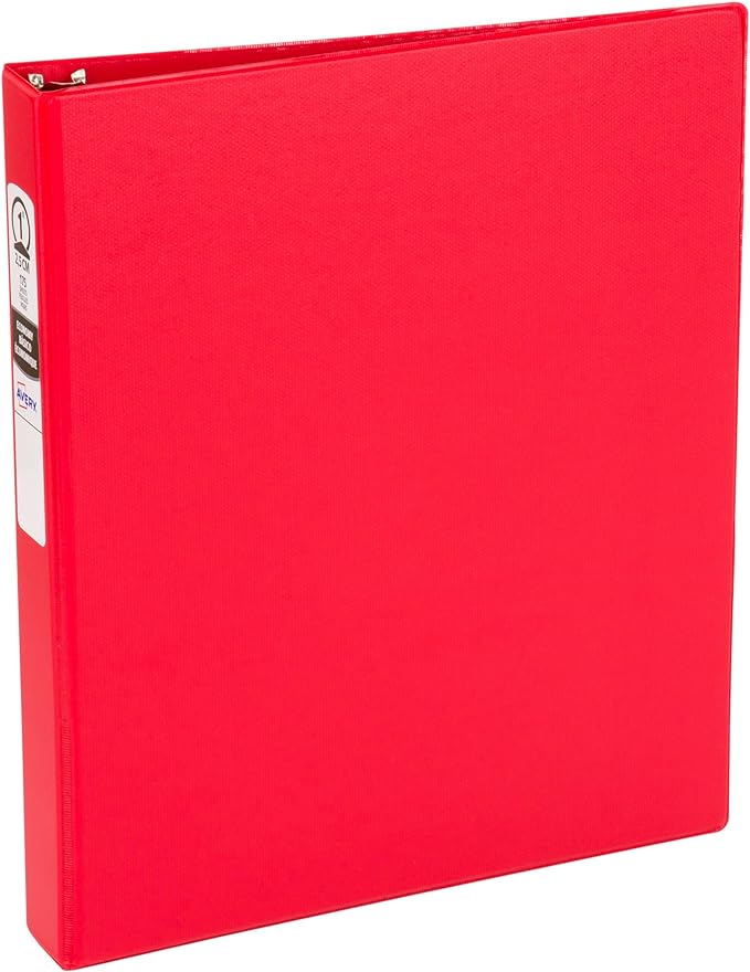 Avery Economy 3 Ring Binder, 1" Round Rings, 1 Red Binder (03310)
