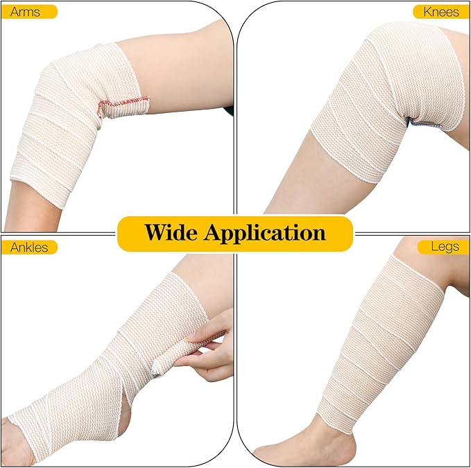 2 Pack 3" Premium Elastic Bandage Wrap, Reusable Hook and Loop Compression Wrap Bandage for Knees, Anks, Wrists, Legs, Body(2 Pack 3" Bandage)