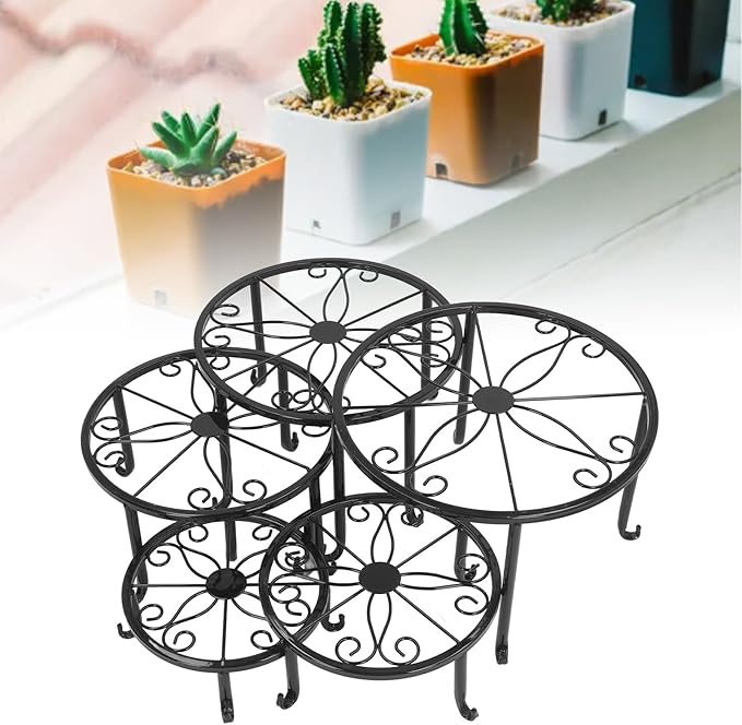 JUOPZKENN Metal Plant Stands for Flower Pots, 5pcs Metal Plant Stand Innovative Decorative Sturdy Stable Indoor Outdoor Flower Pot Holders for Multiple Plants Pots